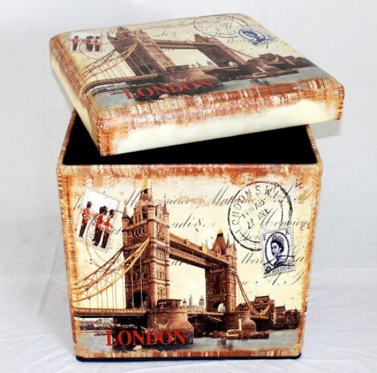 Preview: Hocker aus Kunstleder Sitzhocker 2216 Aufbewahrungsbox 40cm Sitzwürfel Truhe Korb