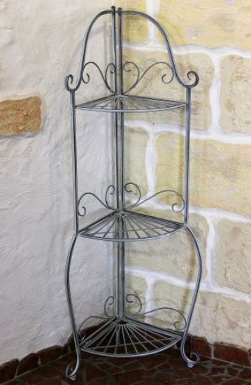 Preview: Eckregal Romance 20113 Regal aus Metall 125cm Badregal Antik Grau Küchenregal