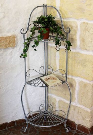 Corner shelf "Romance" 20113 Shelf made from metal 125cm Bathroom shelf antik grey Kitchen shelf