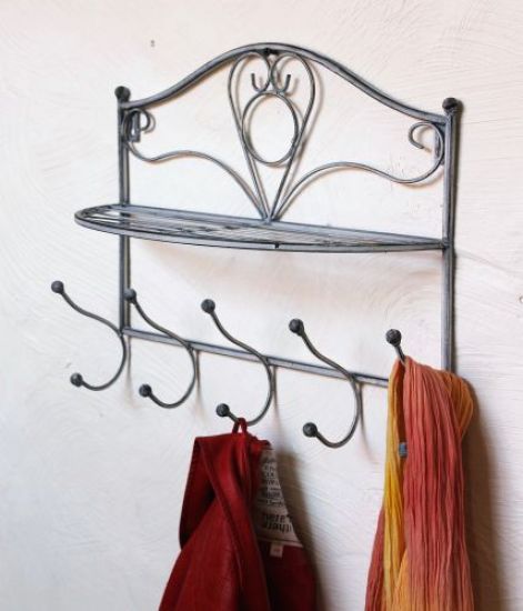 DanDiBo Wandgarderobe Vintage mit Ablage Garderobe Wand 20122 38 cm Kleiderhaken Wandregal Haken