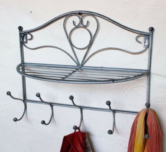 DanDiBo Wandgarderobe Vintage mit Ablage Garderobe Wand 20122 38 cm Kleiderhaken Wandregal Haken