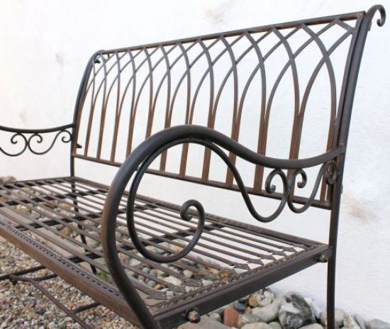 Bench "Romina" 90507 made from metal Garden bench Seat Tree bench 2-Seater 110cm brown