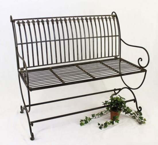 Bench "Finca" 063 2-Seater made from metal Garden bench Seat Tree bench 102 cm brown