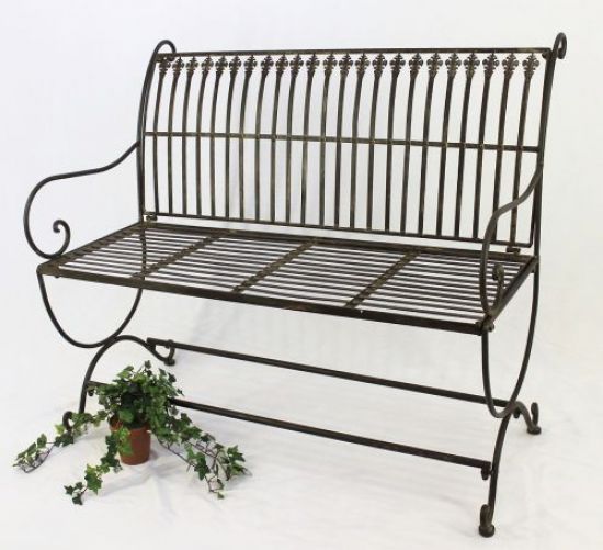 Bench "Finca" 063 2-Seater made from metal Garden bench Seat Tree bench 102 cm brown