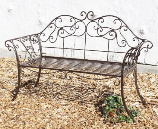 Preview: DanDiBo Gartenbank Metall Braun Wetterfest 146 cm 2 Sitzer Parkbank 111183 Antik Eisen Sitzbank Garten Antik