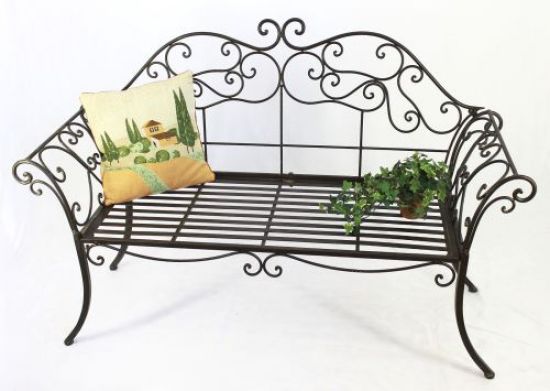 DanDiBo Gartenbank Metall Braun Wetterfest 146 cm 2 Sitzer Parkbank 111183 Antik Eisen Sitzbank Garten Antik