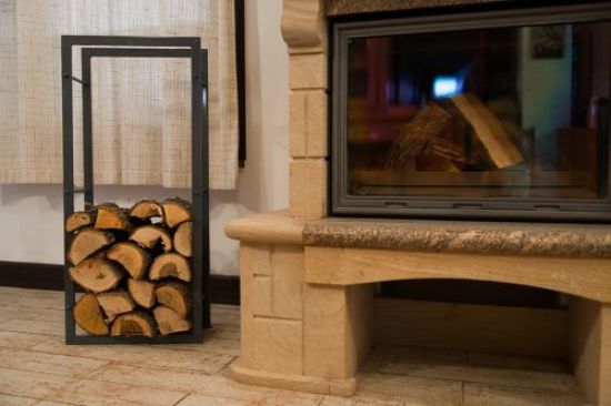 Kaminholzregal Kaminholzständer 100cm Grau 80003 Holzkorb Kaminholzhalter Regal