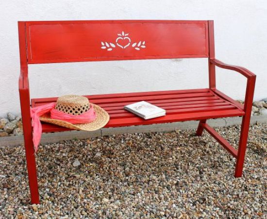Bench "Passion Garden" bench red 121496 Seat 120cm metalll Iron Flower bench Garden