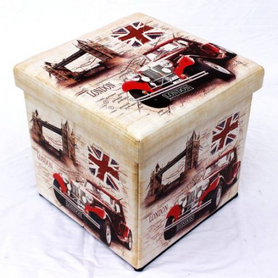 Preview: Hocker aus Kunstleder Sitzhocker 2219 Aufbewahrungsbox 40cm Sitzwürfel Truhe Korb