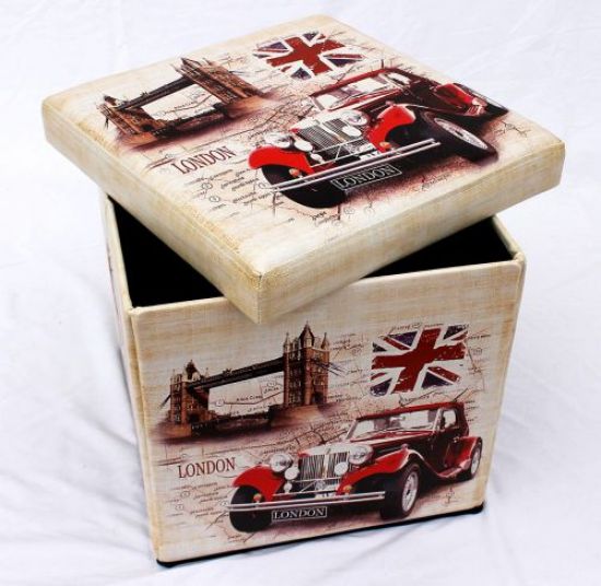 Preview: Hocker aus Kunstleder Sitzhocker 2219 Aufbewahrungsbox 40cm Sitzwürfel Truhe Korb