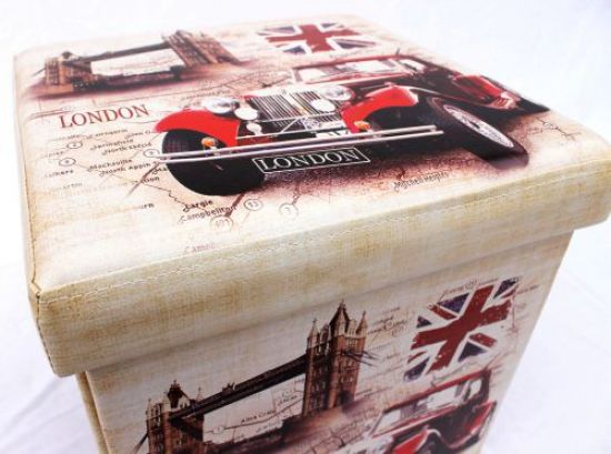 Hocker aus Kunstleder Sitzhocker 2219 Aufbewahrungsbox 40cm Sitzwürfel Truhe Korb