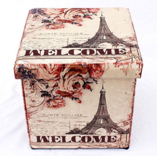 Preview: Hocker aus Kunstleder Sitzhocker 2027 Aufbewahrungsbox 40cm Sitzwürfel Truhe Korb