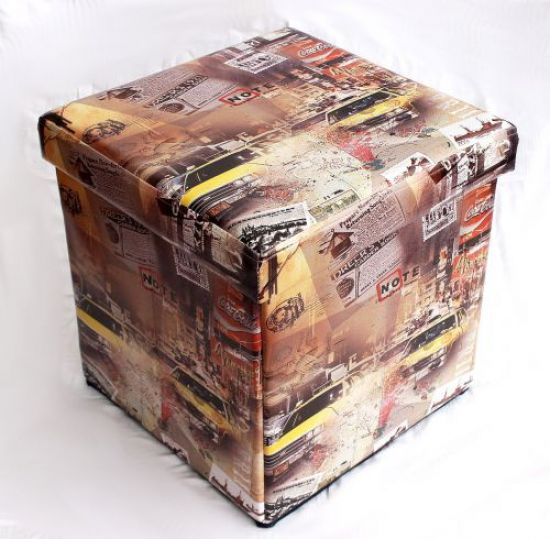 Preview: Hocker aus Kunstleder Sitzhocker 2009 Aufbewahrungsbox 40cm Sitzwürfel Truhe Korb