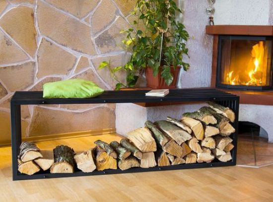 Kaminholzständer Bank D-Stil 150cm Kaminholzregal 10104 Holzkorb Kaminholzhalter