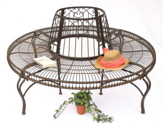 DanDiBo Rundbank Metall wetterfest Braun Ø 150 cm Baumbank JC112404 Gartenbank Parkbank Sitzbank