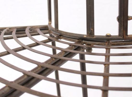 Preview: DanDiBo Baumbank Metall Wetterfest Braun 127 cm 3Sitzer halbrund 121071 Gartenbank mit Rückenlehne Rundbank