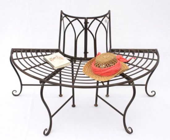 Bench 121071 Garden bench made from metal 127cm Seat Tree bench round bench Park bench Brown