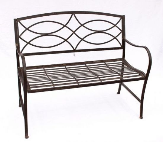 Preview: DanDiBo Gartenbank Metall Braun Wetterfest 109 cm Sitzbank 111185 2-Sitzer Bank Eisenbank Baumbank Parkbank