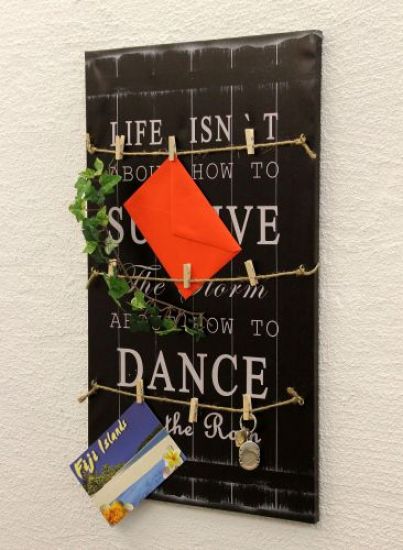 Preview: Leinwand mit Schriftzug als Memoboard 68cm Loft 15812 Schwarz Shabby Pinnwand