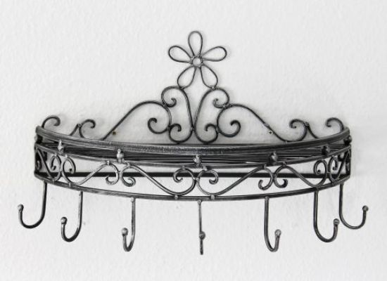 Preview: Wandregal 09919 Wandkonsole 50cm Küchenregal aus Metall Topfhänger Kräuterregal