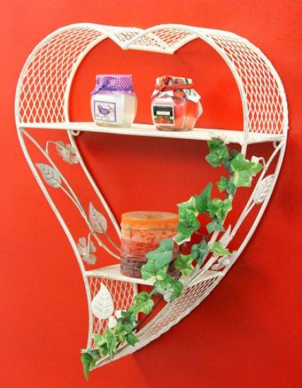 Wandregal Herz 131086 aus Metall 43cm Sammlervitrine Wandkonsole Regal Setzkasten