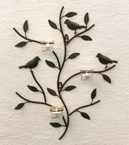 Wandteelichalter 131002 Teelichthalter aus Metall 57cm Wandleuchter Kerzenhalter