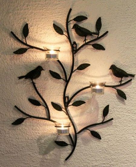 Wandteelichalter 131002 Teelichthalter aus Metall 57cm Wandleuchter Kerzenhalter