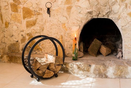 Preview: Kaminholzregal Kaminholzständer Rund D-55cm Holzkorb Kaminholzhalter Holzregal