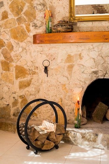 Preview: Kaminholzregal Kaminholzständer Rund D-55cm Holzkorb Kaminholzhalter Holzregal