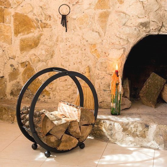 Kaminholzregal Kaminholzständer Rund D-55cm Holzkorb Kaminholzhalter Holzregal