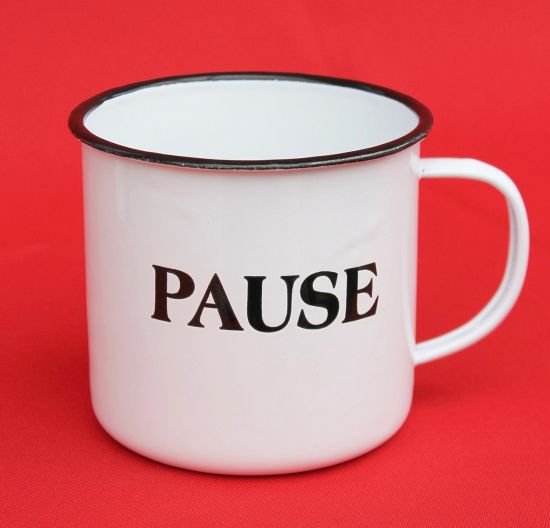 Enamel mug 51220 "Pause" mug enamelled 10 cm Coffee mug Coffee cup Teacup