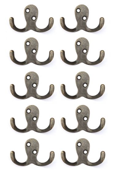 Preview: 10x Wandhaken Kleiderhaken 4,2 cm aus Metall Messing Haken Garderobenhaken