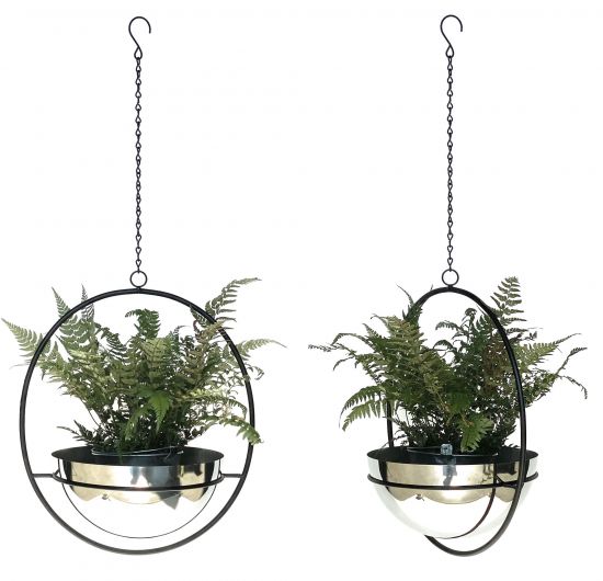 DanDiBo 2er Set Blumenampel Innen Metall Wand Hängepflanzen 78 cm 96087 L mit Topf Silber Pflanzenhänger Blumenhänger Topfhänger Blumen Blumentopfhänger Hängetopf