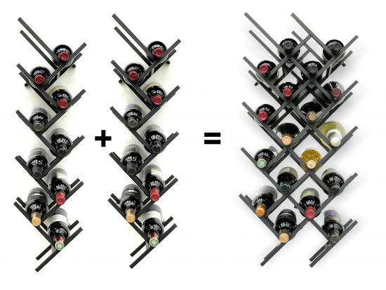 Preview: DanDiBo 2er Set Weinregal Metall Schwarz Wand erweiterbar für 18 Flaschen Acord Flaschenregal 96279 Flaschenständer Weinflaschenhalter Flaschenhalter