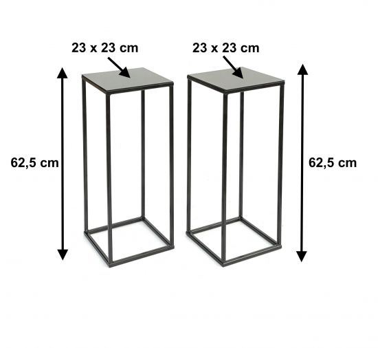 Preview: 2x DanDiBo Blumenhocker Metall Schwarz Eckig 62,5 cm Blumenständer Beistelltisch 434 Blumensäule Modern Pflanzenständer Pflanzenhocker