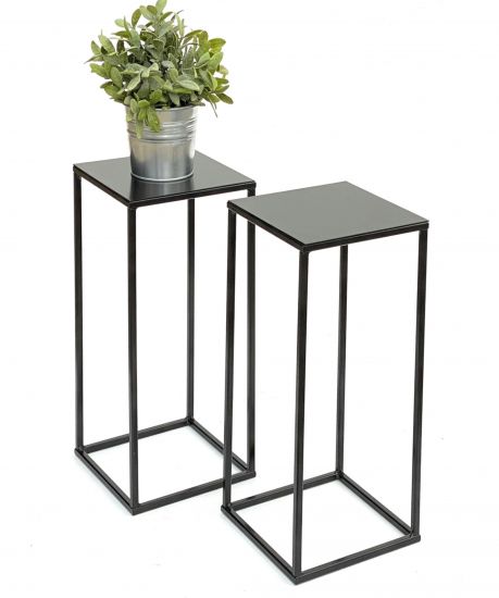 Preview: 2x DanDiBo Blumenhocker Metall Schwarz Eckig 62,5 cm Blumenständer Beistelltisch 434 Blumensäule Modern Pflanzenständer Pflanzenhocker
