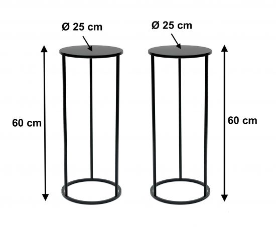 Preview: 2x DanDiBo Blumenhocker Metall Schwarz Rund 60 cm Blumenständer Beistelltisch 96316 Blumensäule Modern Pflanzenständer Pflanzenhocker