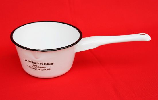 Preview: Cooking pot with handle 51227 White enamelled enamel casserole enamel pot enamel