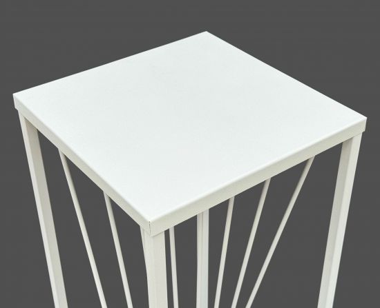 Preview: DanDiBo Blumenhocker Metall Weiß Eckig 70 cm Blumenständer Beistelltisch 96566 Blumensäule Design Modern Pflanzenständer Pflanzenhocker