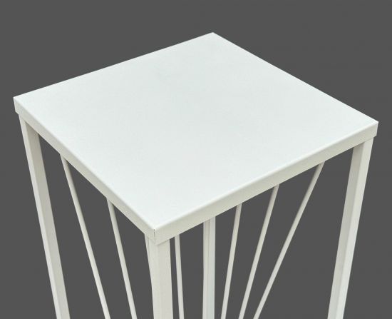 Preview: DanDiBo Blumenhocker Metall Weiß Eckig 100 cm Blumenständer Beistelltisch 96568 Blumensäule Pflanzenständer Pflanzenhocker Design Modern