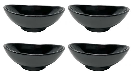 4X Dip Bowls Melamine Set Black 759 Snack Bowl Serving Bowl Small Mini Sauce Bowls Soya
