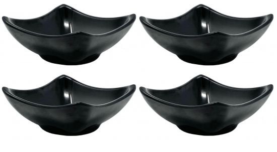 4x Dip Bowls Melamine Set Black 755 Snack Bowl Serving Bowl Small Mini Sauce Bowls Soya
