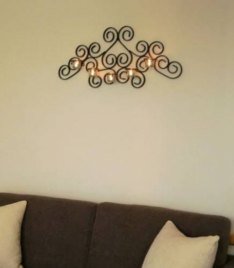 Preview: DanDiBo Wandteelichthalter Metall Schwarz Palace Wandkerzenhalter 63 cm Teelichthalter Kerzenhalter