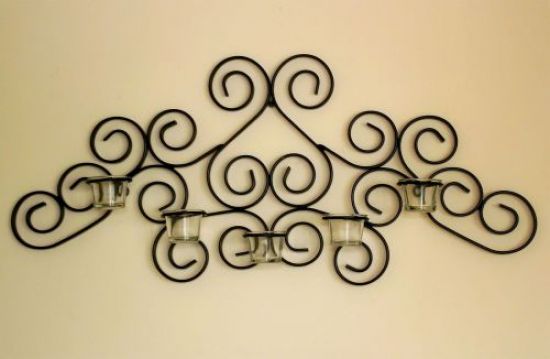 Preview: DanDiBo Wandteelichthalter Metall Schwarz Palace Wandkerzenhalter 63 cm Teelichthalter Kerzenhalter