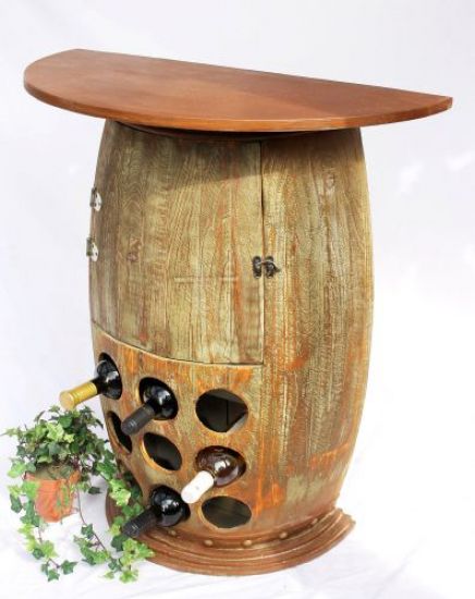 DanDiBo Weinregal Holz Halbrund Weinfass Natur 85 cm 1500 Bar Flaschenregal Flaschenständer Fass Holzfass