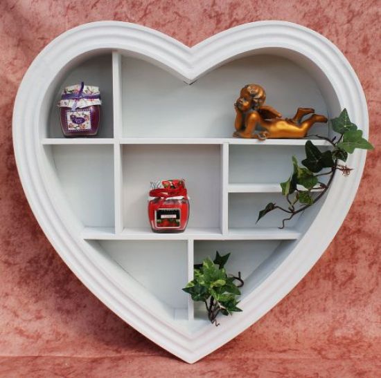 Setzkasten Herz 15K050 aus Holz 40cm Wandregal Sammlervitrine Schaukasten Regal