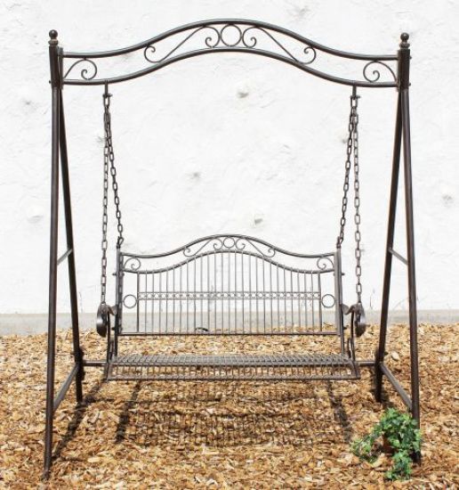 Preview: DanDiBo Hollywoodschaukel Metall Antik 2 Sitzer Gartenschaukel 082505 Schaukel Garten Schmiedeeisen