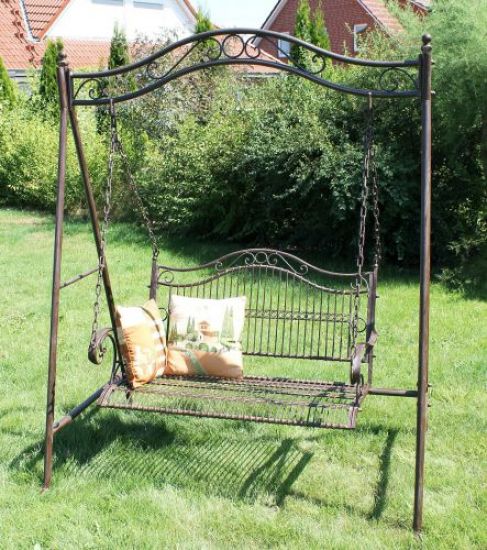 Preview: DanDiBo Hollywoodschaukel Metall Antik 2 Sitzer Gartenschaukel 082505 Schaukel Garten Schmiedeeisen