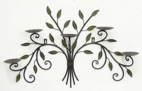 Preview: Wandkerzenhalter 12119 Kerzenhalter aus Metall Schmiedeeisen 70cm Kerzenleuchter