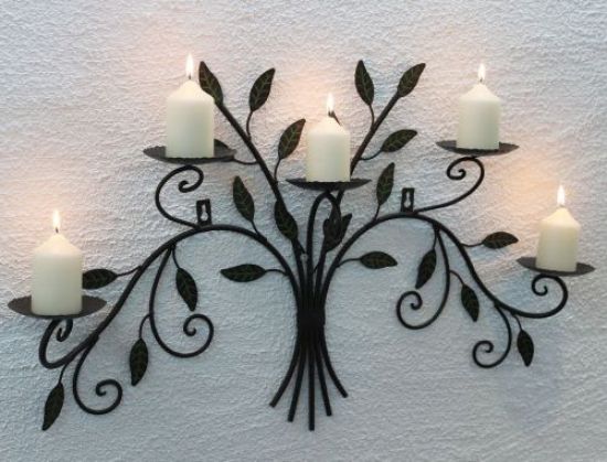 Wandkerzenhalter 12119 Kerzenhalter aus Metall Schmiedeeisen 70cm Kerzenleuchter